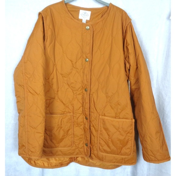 St. John's Bay Jackets & Blazers - St.‎ John's Bay Quilted Jacket Womens XL Orange Snap Front Long Sleeve New